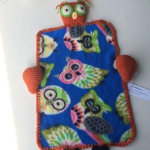 Anti-pill fleece Owl lovey with crochet Orange Owl